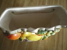 VTG MCM Glazed Ceramic Fruit Wall Pocket 5.5 x 6", Hanging ...