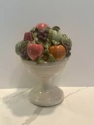 Vintage Italian Ceramic Bowl of Fruit Centerpiece | Chairish