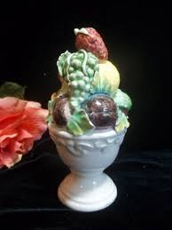 Hand painted porcelain still life fruit bowl figurine ...