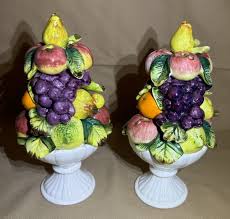 Set of 2 Sorrento By Arnart Ceramic Fruit Tree Topiary 8 1/4 ...