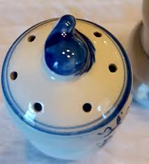 Vintage Set of 6 Blue Onion Spice Jars: Ceramic Kitchen ...