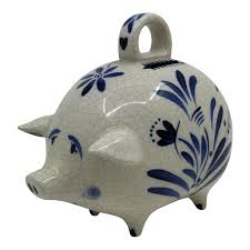 Vintage Blue and White Delft Style Ceramic Pig Piggy Bank ...