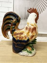 Vintage Italian Large Scale Ceramic Rooster | Chairish