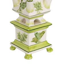 Pair of CHELSEA HOUSE Green and White Porcelain Tulipieres | Grandview Mercantile