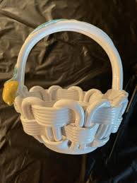 Woven White Basket Italian Made Ceramic | eBay