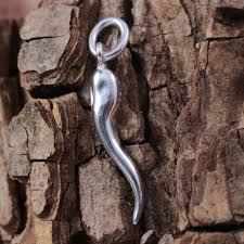 Silver Italian horn charm, 1 1/8" w/bail solid 3-D .925 ...