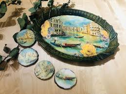 托盤杯墊組威尼斯風情杯墊托盤義大利紙藝拼貼蝶古巴特Mio D.C.P. 黛你開心每一天- Pinkoi 限時優惠活動