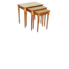 Vintage Nest of Three Hardwood with Gold Leaf Embossed Green ...