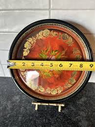 Vintage Russian Hand Painted Floral Metal Round Tray. Signed | eBay