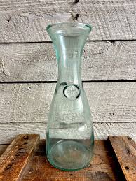 Glass Quart Carafe Blue Tint Glass Drink Ware Italy Flower Vase Quart - Etsy