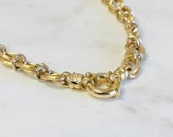 16"....14kt Yellow and White Gold Link 16" European Style Necklace With a Weight of 14.7 Grams at a Very Affordable Price. - Etsy