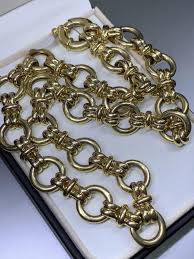 14ct yellow gold circle chunky choker necklace plain. For Sale at 1stDibs