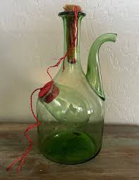 Vintage Wine Decanter Italian Demijohn Green Glass w/ Plugs & Ice Chamber | eBay