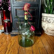 Vintage Blown Glass Decanter, Italian Made, Vintage Green Glass Wine Bottle, With Ice Chamber, Wine Chiller, Vintage Kitchen Decor - Etsy Australia