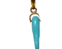 Turquoise Lucky Horn Pendant, Handmade Jewel, 925 Gold ...