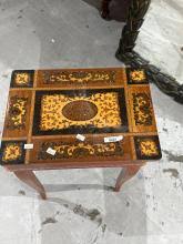 Sold at Auction: Vintage Italian inlaid music box table, top ...