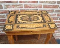 Italian Handmade Inlaid Table With Built-in Music Box - A ...