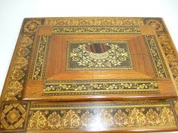 Large wooden box with inlays from about 1870 | eBay