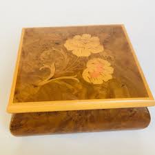 Wood Floral Inlay Lidded Jewelry Box | eBay