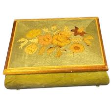 Floral Inlaid Musical Jewelry Box Plays Evergreen. - Etsy
