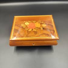Vintage Italian Inlaid Wood Music Box With Floral Design - Etsy