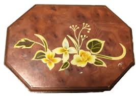 Vintage Hand Painted Raised Flowers Wooden Jewelry Box | eBay