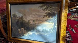 Vintage Pastoral Landscape Print in Burlwood Frame 25.5" x 19.5" | eBay