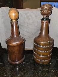 Two* Vintage Leather Wrapped Decanters | eBay