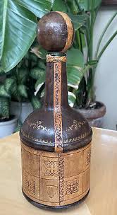 Vintage Hand Tooled Leather Wrapped Bottle Italy Decanter ...