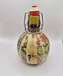 Vintage Bottle Old World Map Green Glass Whith Lock Clasps,classic, Beautiful | eBay