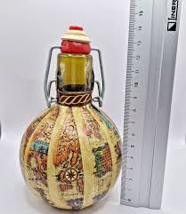 Vintage Bottle Old World Map Green Glass Whith Lock Clasps,classic, Beautiful | eBay Australia