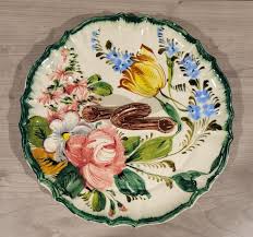 Italian Pottery Colorful Floral 9.75" Tidbit Plate w Branch Handle Vintage Italy | eBay