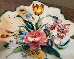 Italy Handpainted Floral Candy Trinket Nut Dish Handle, Vintage - Etsy