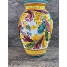 VTG/ Italy/ Majolica Terracotta Hand Painted Rooster/floral/bird/vase 14”/marked - Etsy