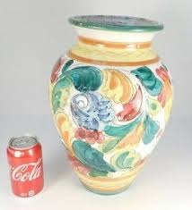 LARGE 14" Antique Italian Majolica Vase Faience Floral Rooster Handmade Pottery | eBay