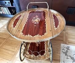 Vintage Italian Inlay Bar Cart: Mid-century Folding Drinks ...