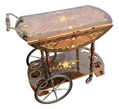 Vintage Italian Marquetry Inlaid Wood Two-Tier Drop-Leaf Bar ...