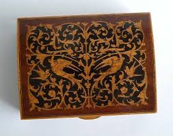 Vintage Hand Crafted Inlaid Wood Jewelry Box Floral Design Birds Marquetry | eBay