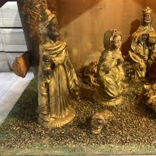 Vintage Italian Nativity Scene Gold Tones Christmas Lighted | eBay