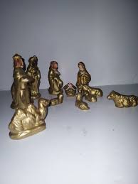 Vintage Golden Ceramic Nativity Set 12 Figurines Made in Japan 4.5" to 1.5" | eBay