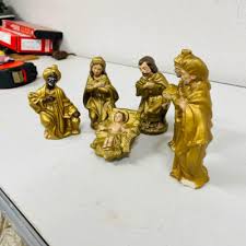 VTG Gold Nativity Set Mary Joseph Baby Jesus Wise Men 6pc Christmas Decor Japan | eBay