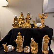 Vintage 11 Piece Religious Christmas Nativity Set Gold and Silver Porcelain - Etsy
