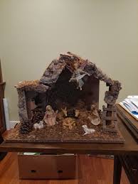 8 Pc Vintage Fontanini MADE IN ITALY Nativity Manger Creche Attached Moss Wood | eBay