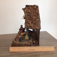 Vtg Hess's NATIVITY SET Wooden Creche 10 Figures W Musical Rotating Angels Italy | eBay