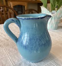 Pottery Made in Italy Ceramic Water Pitcher Glossy Turquoise ...