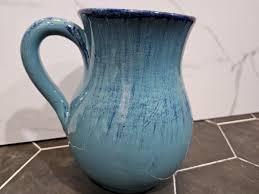 Beautiful Italian Pottery Blue Drip Glaze Pitcher | eBay