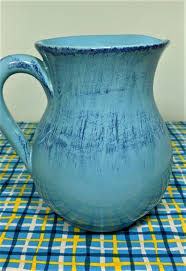 VINTAGE Blue Pottery Pitcher Made in Italy Farmhouse Rustic ...