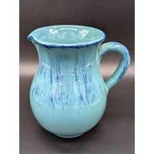 Italian Pottery Pitcher Turquoise Blue Italy Stoneware - Etsy