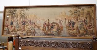 Sold at Auction: Large antique tapestry of Venice scene 150 x 52 cm