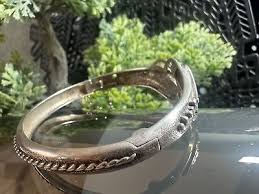 Vintage 925 Sterling Silver Bangle Bracelet with Intricate Design | eBay